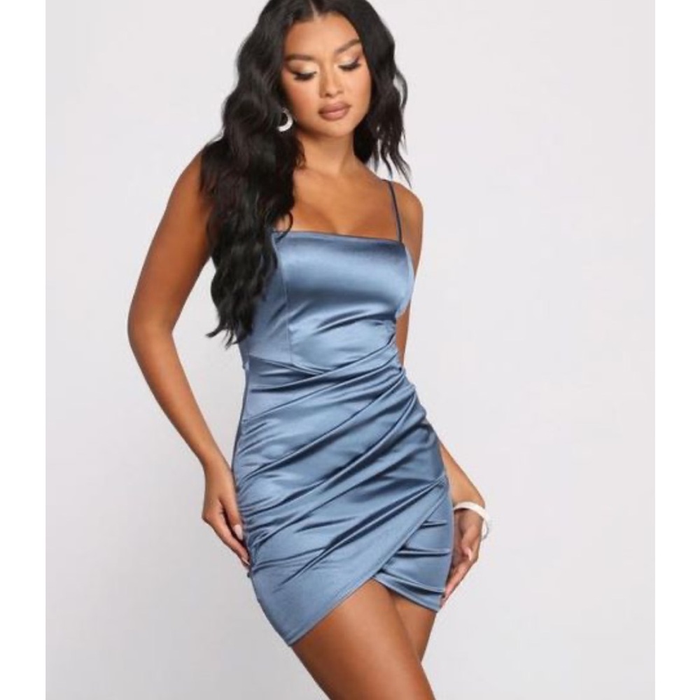 Windsor Wrapped In Stylish Satin Mini Dress